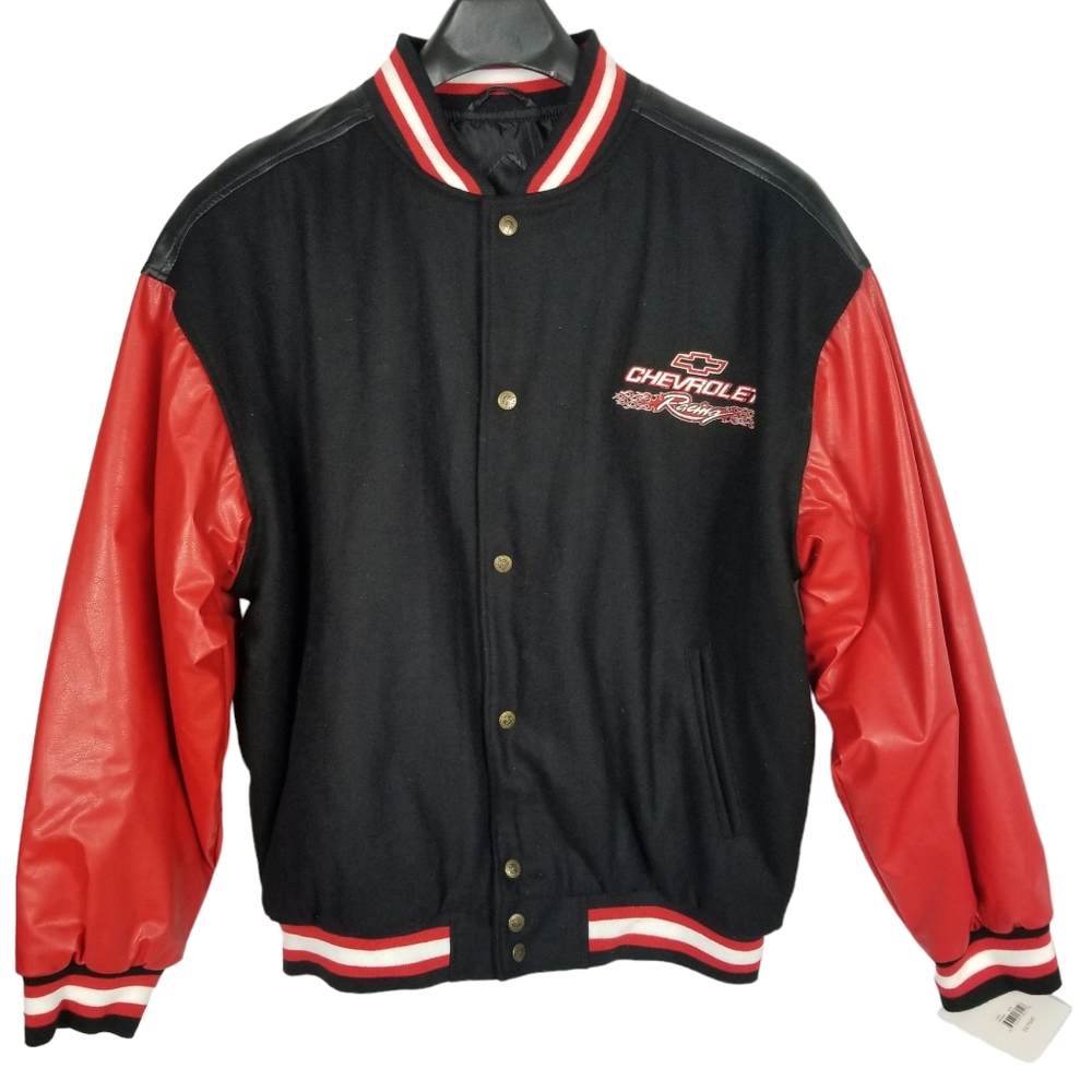 NWT Steve and Barry's Chevrolet Racing Bomber Letterman Jacket Men's Size Large